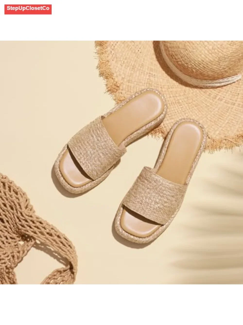 Platform Sandals, Slip On Espadrille Wedges Slides, Flatform Open Toe Beach